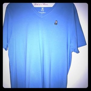 Psycho Bunny Men’s v neck T-shirt in Carolina Blue